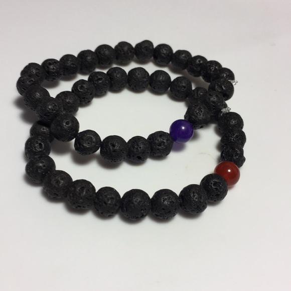 1 LEFT-NWT Chakra Stone Lava Bead Stretch Bracelet - Picture 4 of 7